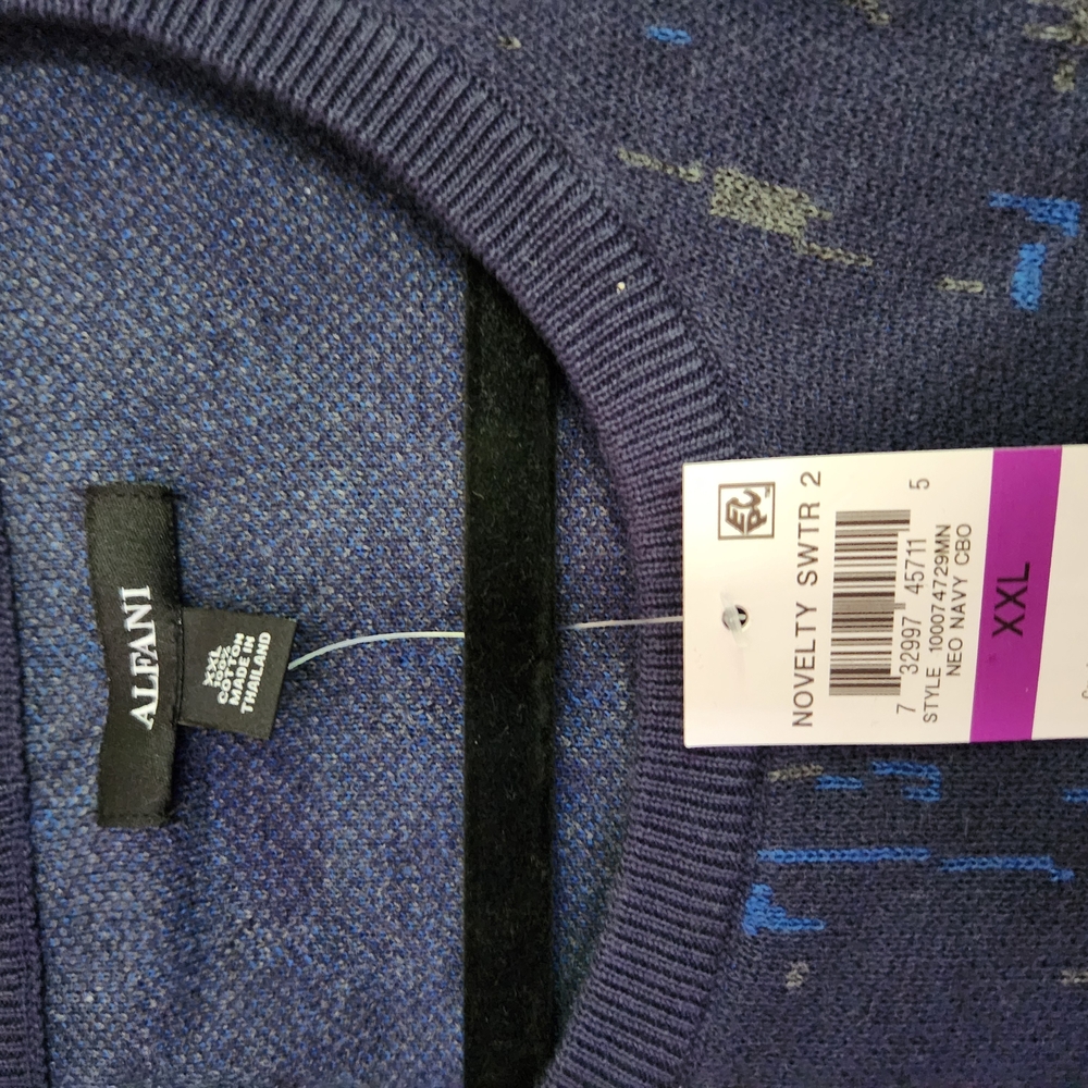 Nwt Alfani Blue Patterned Sweater - Picture 4 of 7